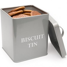 Andrew James vintage Boîte à biscuits en gris – Style rétro fantaisie Boîtes en fer avec revêtement poudre résistant à la rouille – Facile à nettoyer à l'ext&